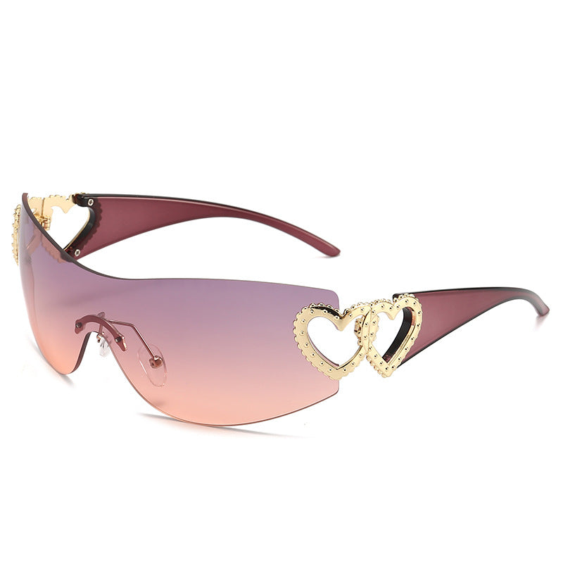 Wholesale Hollow Heart Frameless PC Sunglasses